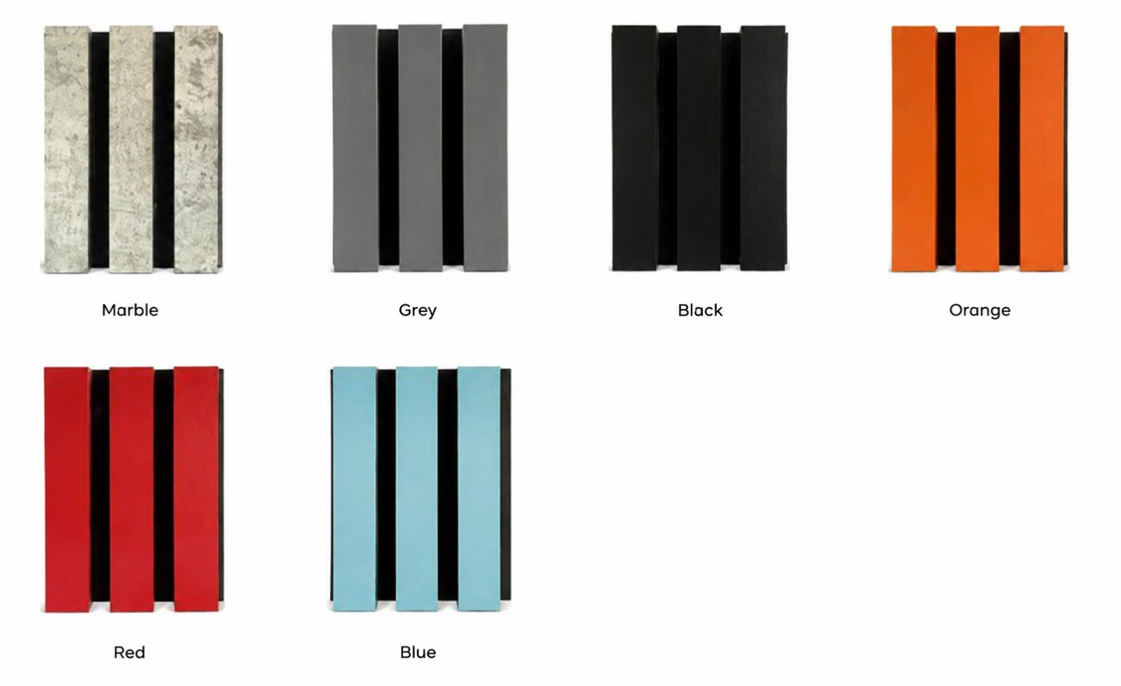 Fireproof wooden slat acoustic panel — full colour range